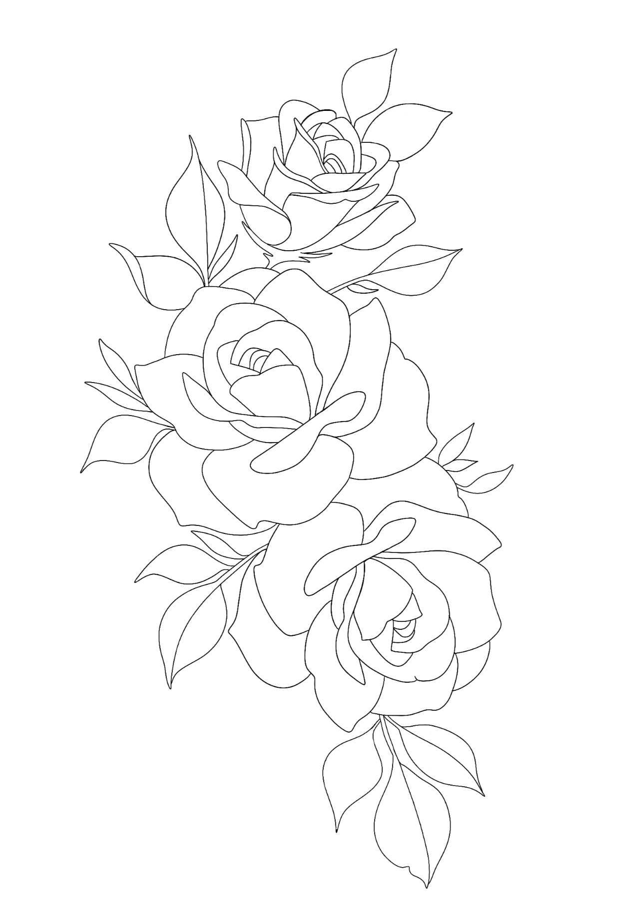 Vertical Roses Scroll Saw Template